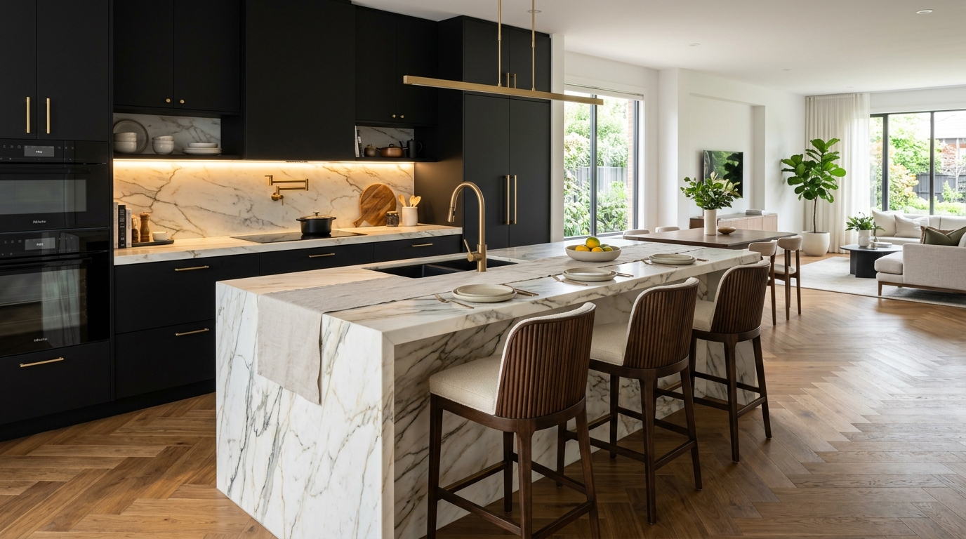 Material variants on modern kitchen