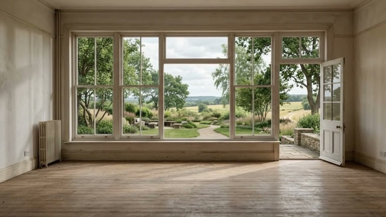 Window View → Landscaped Garden Patio